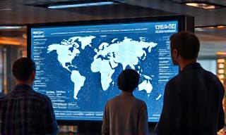 Team of engineers collaborating on complex data models