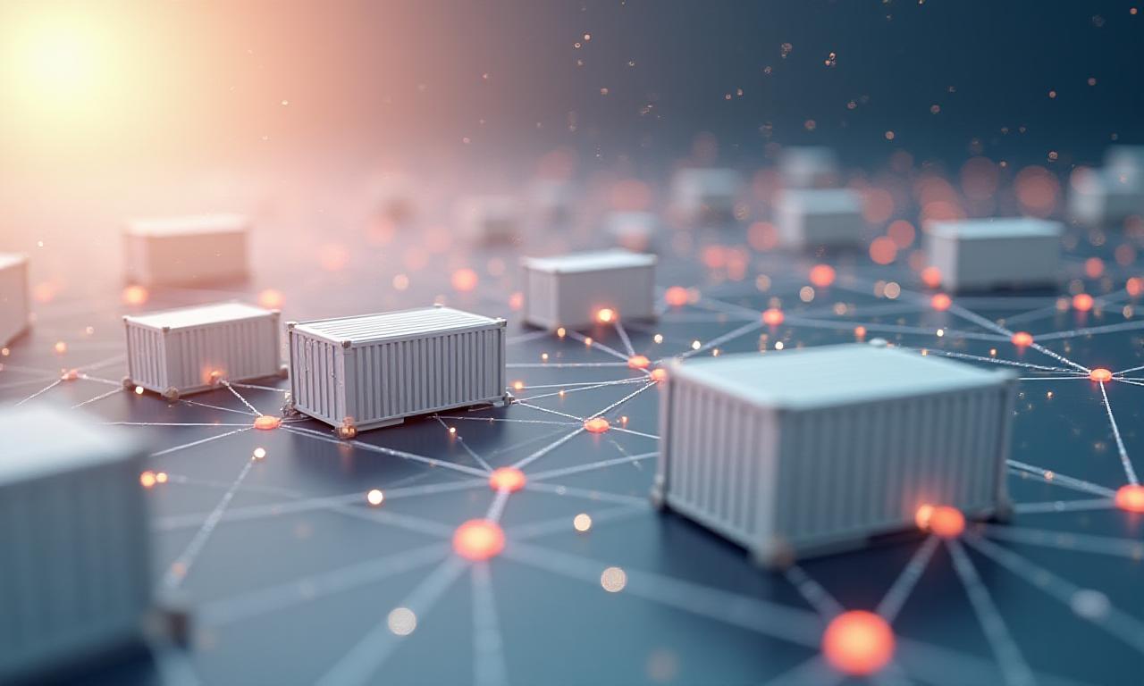 Infographic showing data flow between shipping hubs